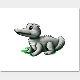 Cute Alligator Drawing Posters and Art